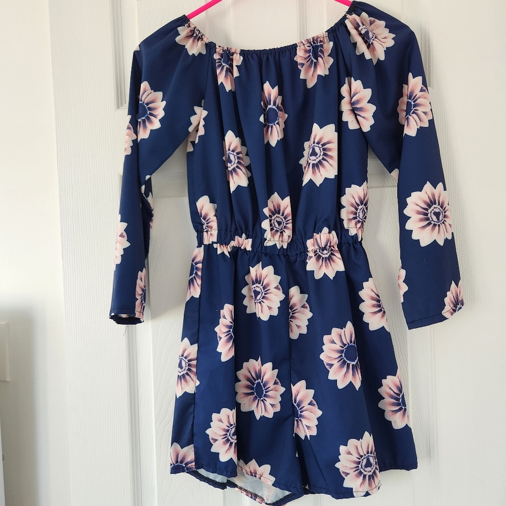 Floral Blue Romper- Small